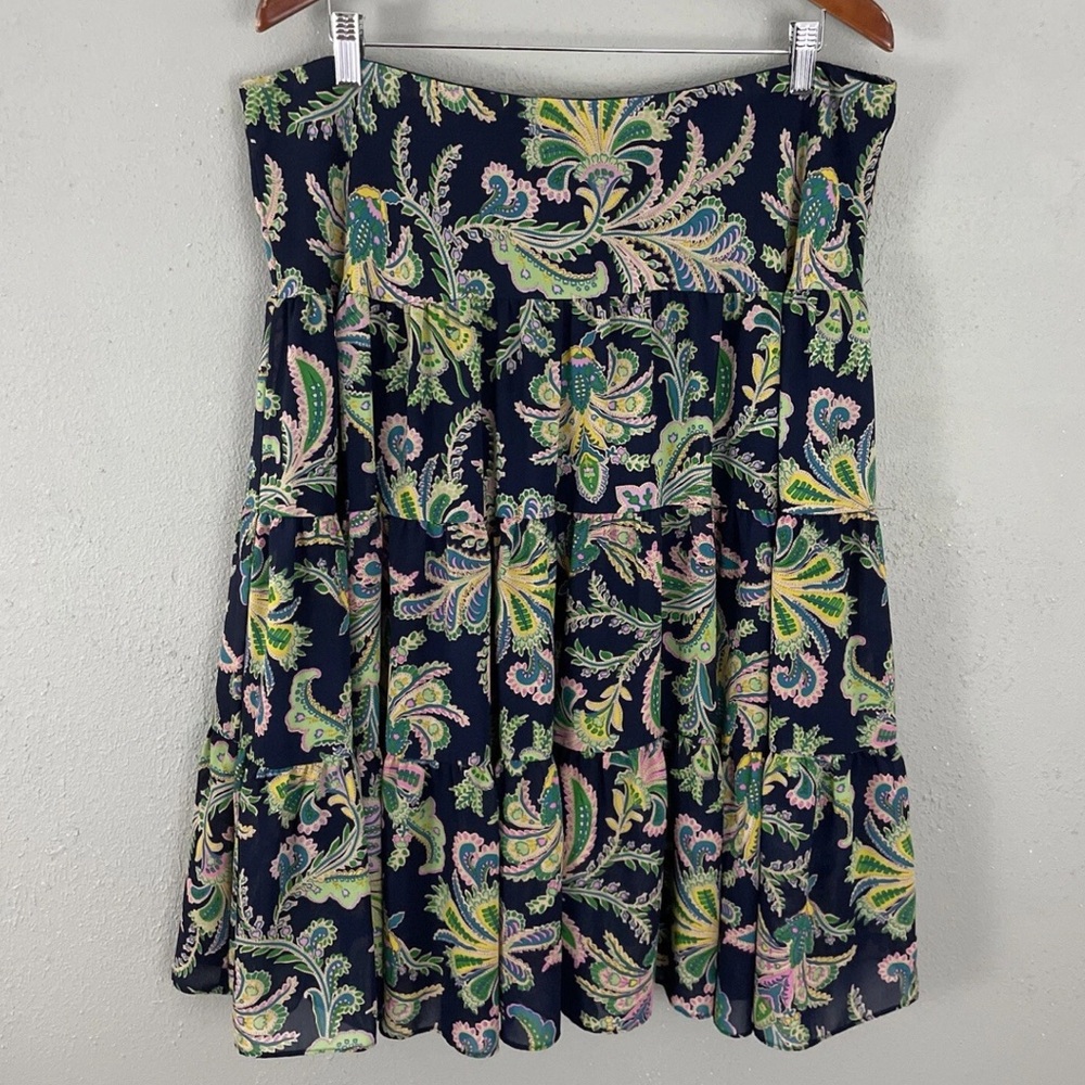 Chaps Flowy Lined Paisley Skirt